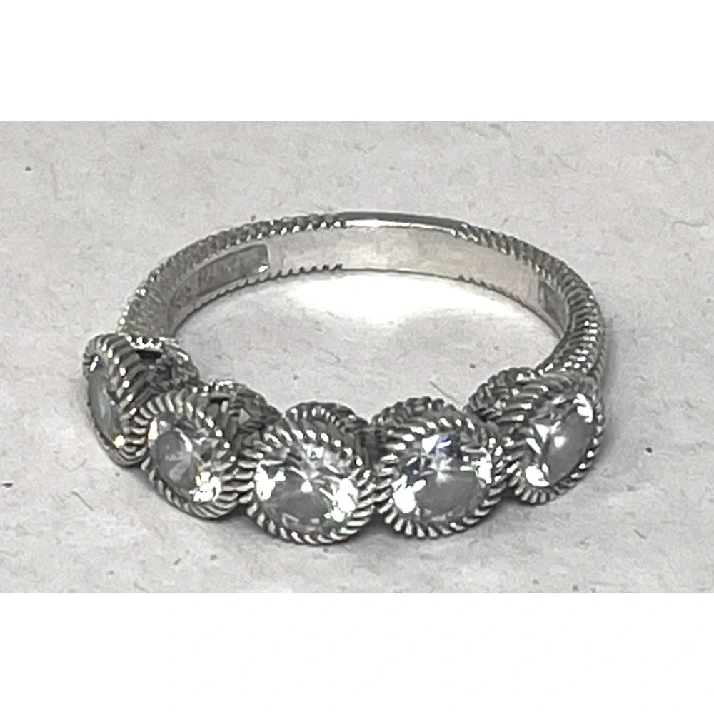Judith Ripka 925 Sterling Silver CZ Eternity Band Ring Size 8.5